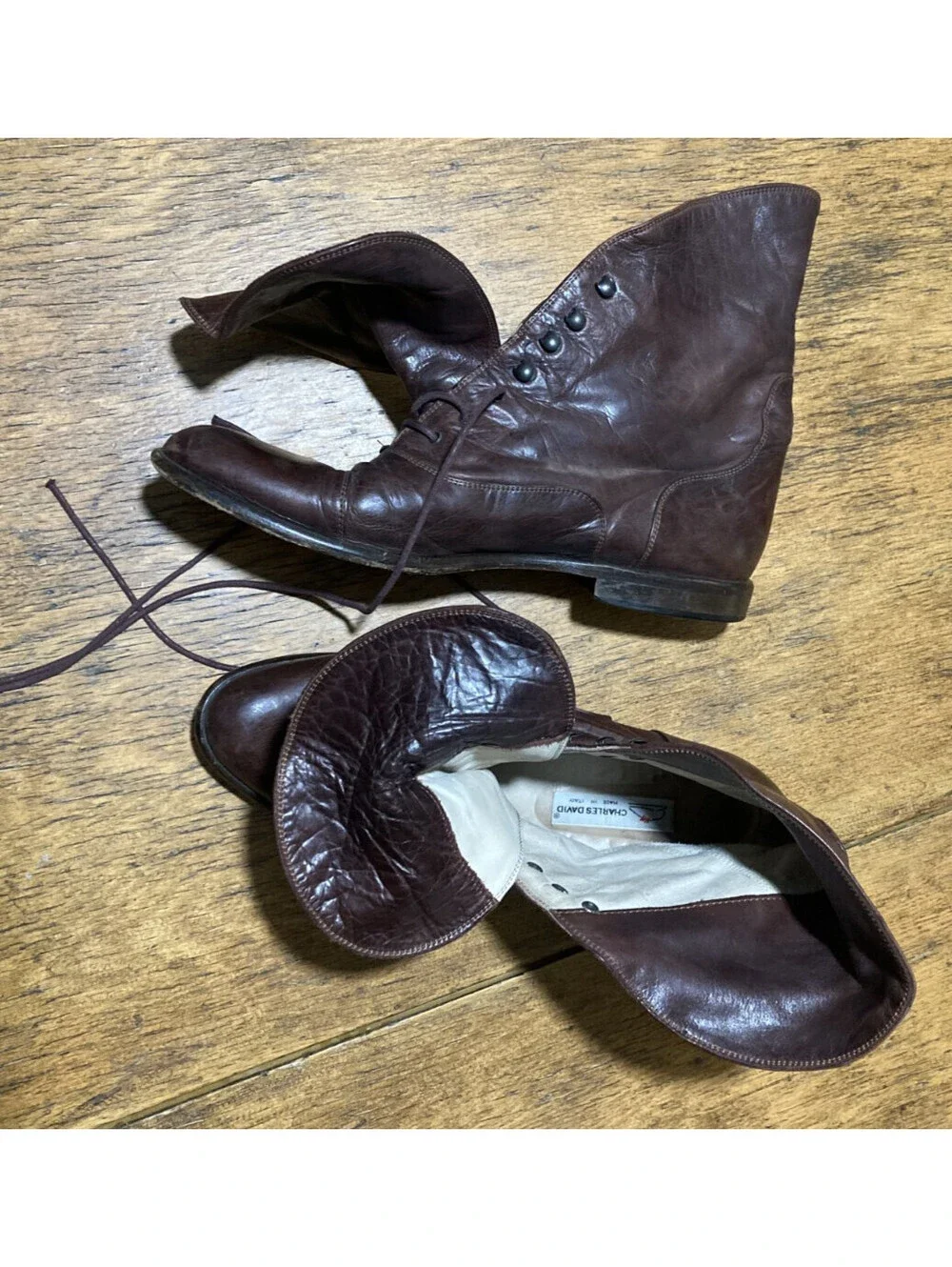 80's Style Charles David  Lace-Up Granny Boots Size 10 B